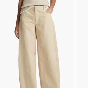 Vince Twill Wide Leg Raw Hem Pants In Haystack Size 4 Retail $345.00